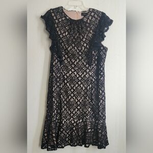 Maia Black Lace Sequin Angel Wing Zip Back Women's Dress Sz 10 (NWT)